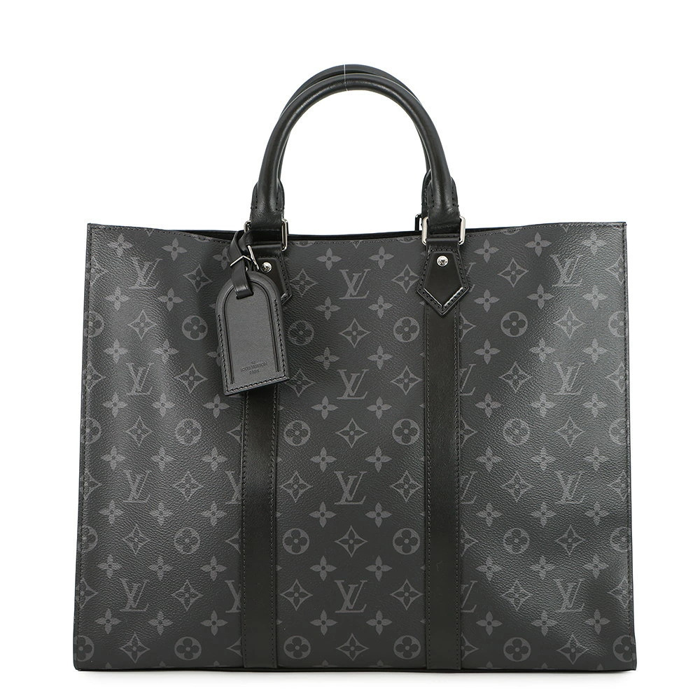 Louis Vuitton Monogram Eclipse Black Sac Plat Tote Bag Black